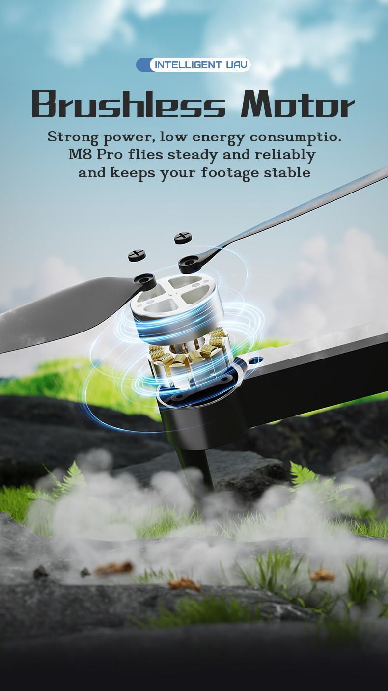 M8 Pro 2026 Foldable Aerial Drone with 4K UHD EIS Anti-Shake Camera, GPS Precise Positioning System, 5G WiFi FPV Real-time Transmission,   Intelligent Obstacle Avoidance, Auto Return, 360° Stunt Roll, 2 Batteries for Adults Beginners Aerial Photography
