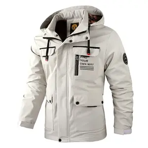 Men's softshell jacket, lightweight trench coat for spring and autumn, outdoor sports casual hiking windbreaker, fleece-lined wool collar warm jacket, suitable for daily wear in autumn and winter