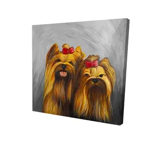 Begin Home Decor 2080-2424-AN146-1 24 x 24 in. Chic Dogs Canvas - Two Dogs with Bow Tie Home Decor