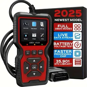 OBDII V519 Portable Automotive Repair Tool - Upgraded Car Scanner Supports 10 Languages & All OBD2 Cars After 1996 with Full OBDII Modes, Live Data Stream, Battery Voltage Test, and 35,901 DTC Library
