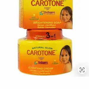 Carotone Natural Glow 2 pcs - Brightening Soap & Clarifying Cream with Collagen Formula for Sun Protection