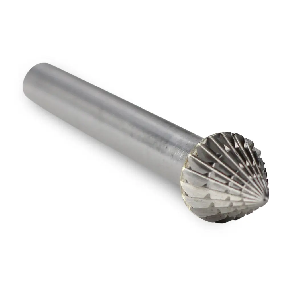 60 Degree Cone Shape Carbide Burr, Double Cut - 1/4" Shank
