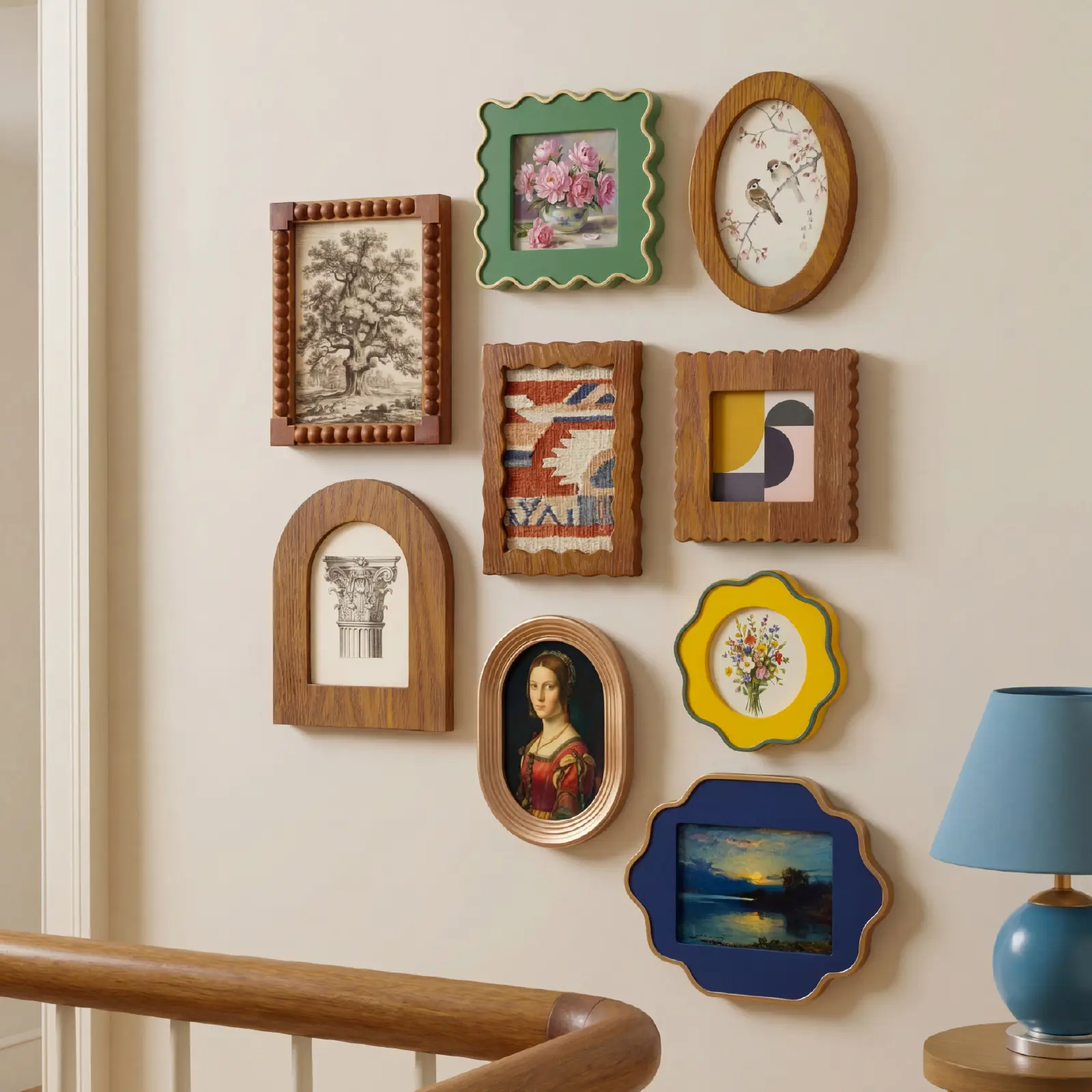 Vintage Solid Wood Photo Frames - Sturdy Frame with Pre-Hung Easy Hanging Installation, Varied Shapes for 4x4 and 4x6 Fits Prints, Home Decor Gallery Display, Valentine Gift for Pets