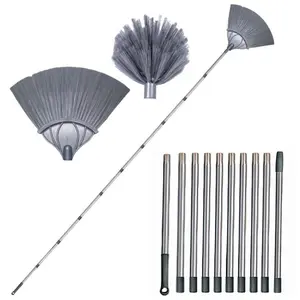 2 in 1 Telescopic Feather Duster Set with Stainless Steel Extending Rod, Perfect for High Ceilings, Living Room, Bathroom Cleaning, Christmas Cleaning Essential
