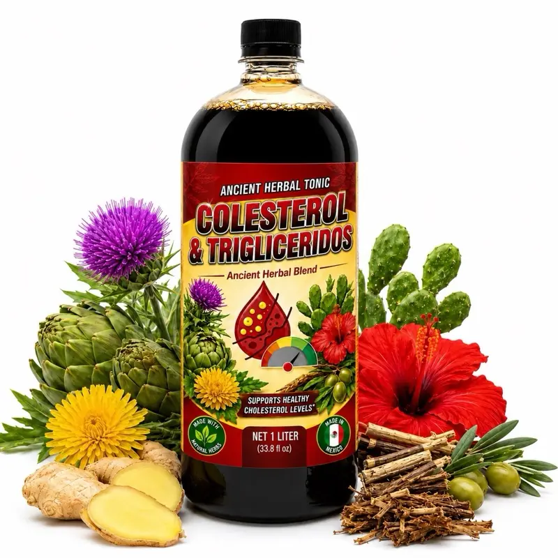 1000ML (33.3 Fl Oz) Healthcare Herbal Tonic for Cholesterol & Triglycerides - Herbs-Infused Botanical Blend with Dandelion, Nopal, Hierba de Sapo, Jamaica, Ginger, Lemon, Jugo de Maguey Extract - Traditional Reforzado Supplement