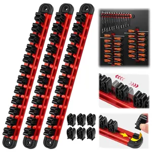 Heavy Duty Home Repair Toolbox Organization Kit - Aluminum Rail Magnetic Holder, Modular Wrench Organizer, 24-Slot Screwdriver Organizer (Tools Not Included)