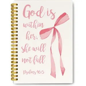 Christian  Verse Journaling Notebooks,   Bows Spiral Notebook Journal, Christian Gifts for Women Girls, God is Within Her Notebook, Hardcover Lined Notebook 5.5 x 8.3