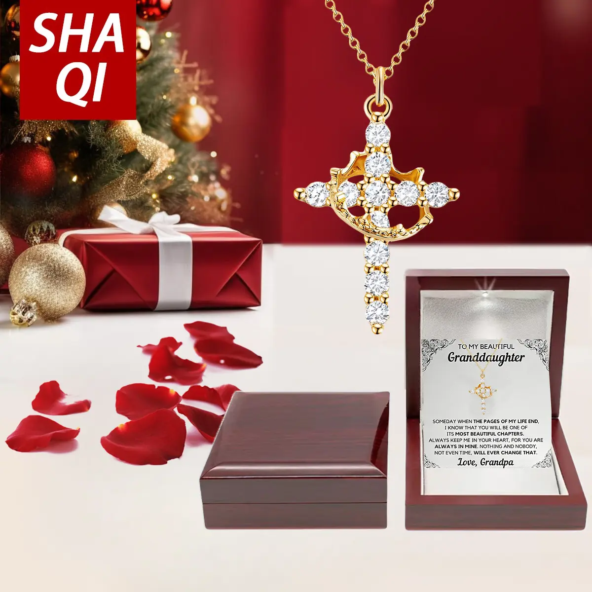 Gold-colored wooden box with lighted beveled edges