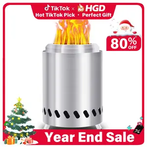 HGD Smokeless Fire Pit with Removable Ash Pan - Portable Outdoor Fire Pit - Stainless Steel - Wood Burning Lightweight Fireplace
