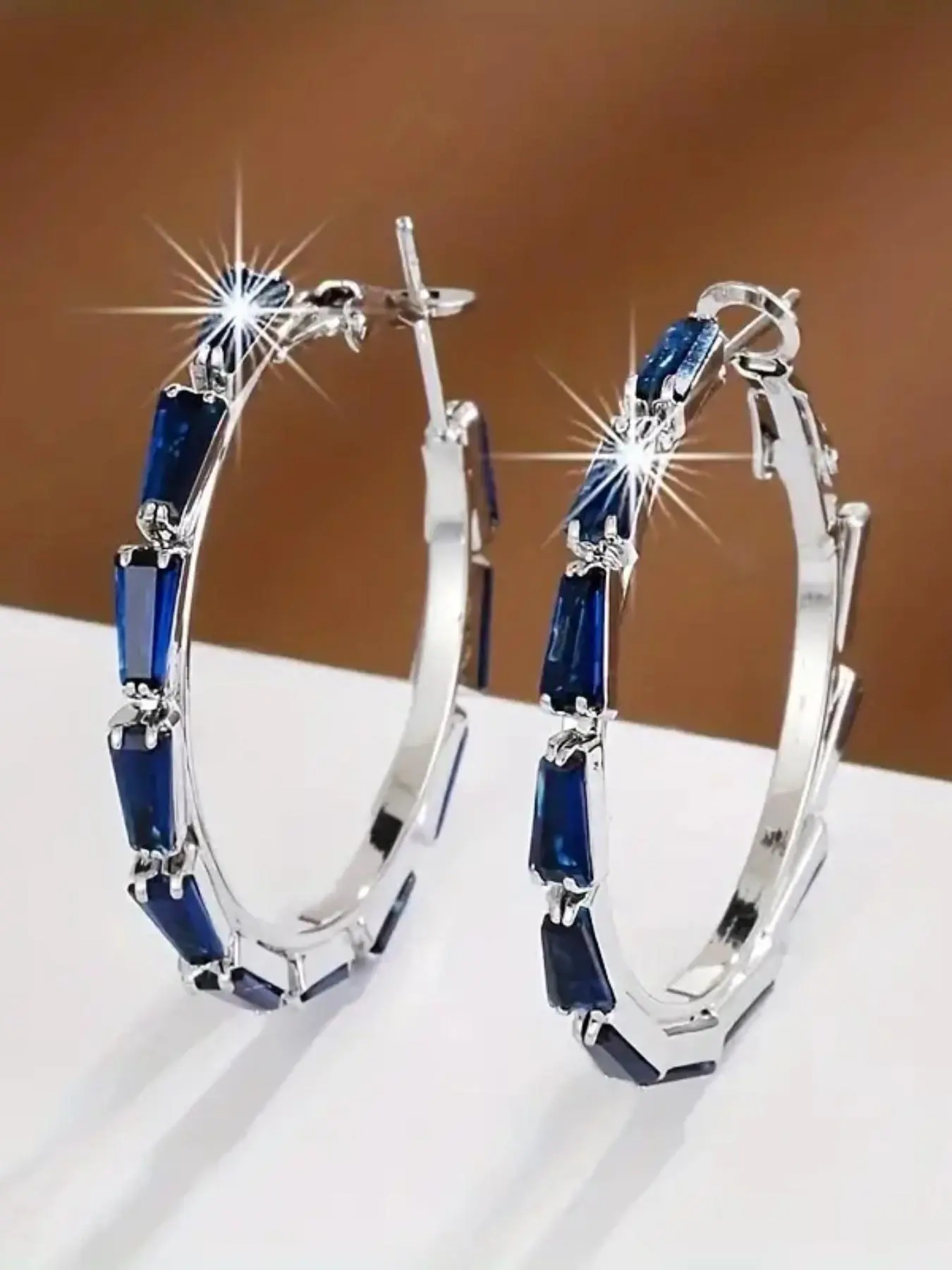 Artificial Zircon Decorated Hoop Shape Earrings, Elegant Minimalist Earrings, Fashionable Earrings for Women, Trendy All-match & Exquisite Jewelry for Birthday Gift, Sparkling Zirconia Hoop Earrings, Earrings Hoops