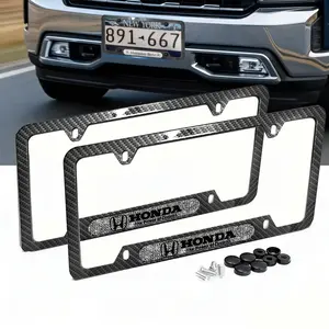 For Honda car license plate frame, license plate holder, carbon fiber texture, unisex, sparkling car logo, metal frame
