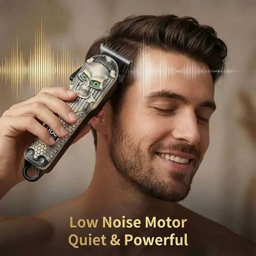 Men's Professional Cordless Hair Trimmer - Lightweight Barber Equipment with Handle, Steel T-Blade, Quiet Copper Motor, USB Fast Charging, Salon-Quality for Cordless Beard Trimming, Mens Gifts, Hair Styling, Beard Shaping, Fastcharging, Silent, Ergonomic,