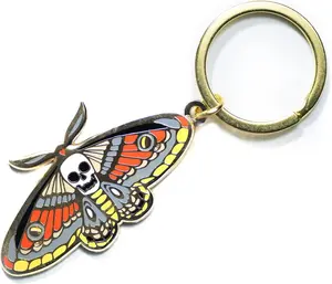Death Moth Keychain - Gothic Death's-Head Hawkmoth Accessory for Dark Aesthetic, Creepy Cute Nature-Inspired Bug Keychain, Perfect for Gothic Fashion & Collectible Insect Lovers