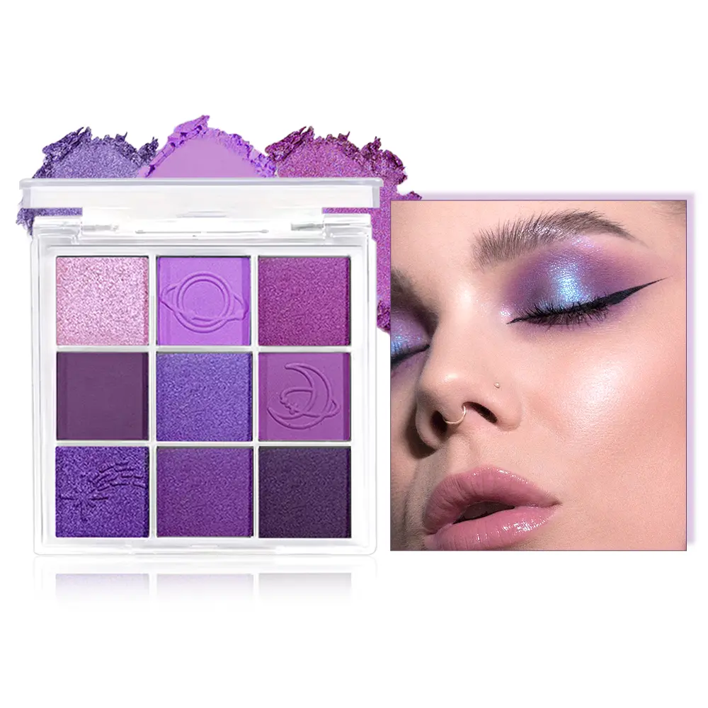 Enchanted Violet 9-Color Eyeshadow Palette - Matte & Shimmer Purple, Highly Pigmented, Blendable, Long-Lasting Eye Makeup Palette for Gifting, Gift