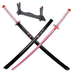 ELERVINO Real Demon Slayer Kanao Kanawo Cosplay Sword - 41in, 3.1lb, Plastic Handle, Wooden Holder Stand, Durability Use, for 12 Years Above Anime Fans, Halloween Role Playing Props, Birthday Gift