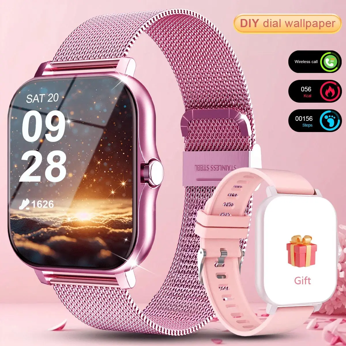 Smartwatch - Wireless Call & Message Reminder, Pedometer & Calorie Tracking, Multiple Sports Modes, Weather Forecast, Wireless Connection, Comfortable Silicone Strap, Unisex for Men Women, Multifunctional Smart Watch, Wearable Smartwatch