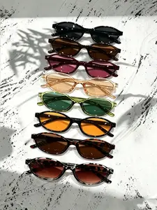 8 Pairs Fashionable Women's Multicolor Small Frame Tinted Lenses Sunglasses, Modern Minimalist Style, Ideal for Outdoor Activities, Dates, Beach, Beach Eyewear