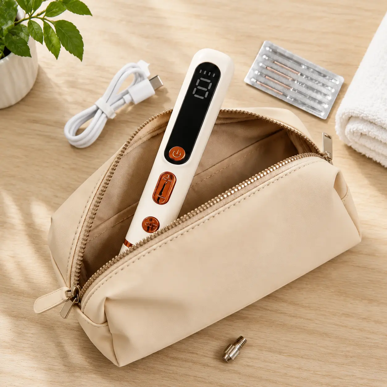 Portable Rechargeable Facial Beauty Grooming Pen with Precision Tip, Multi-Speed Adjustment, USB Charging Design, for Daily Skin Care