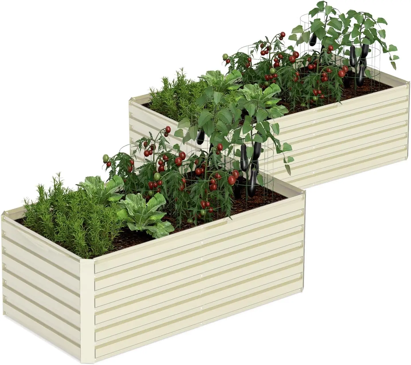 NAVINE 2-Sets 6x3x2ft Galvanized Raised Garden Beds, Heavy Duty Planter, Large Planter Pots for Outside, Garden Soil Boxes for Vegetables, Flowers, Herbs (269Gal)