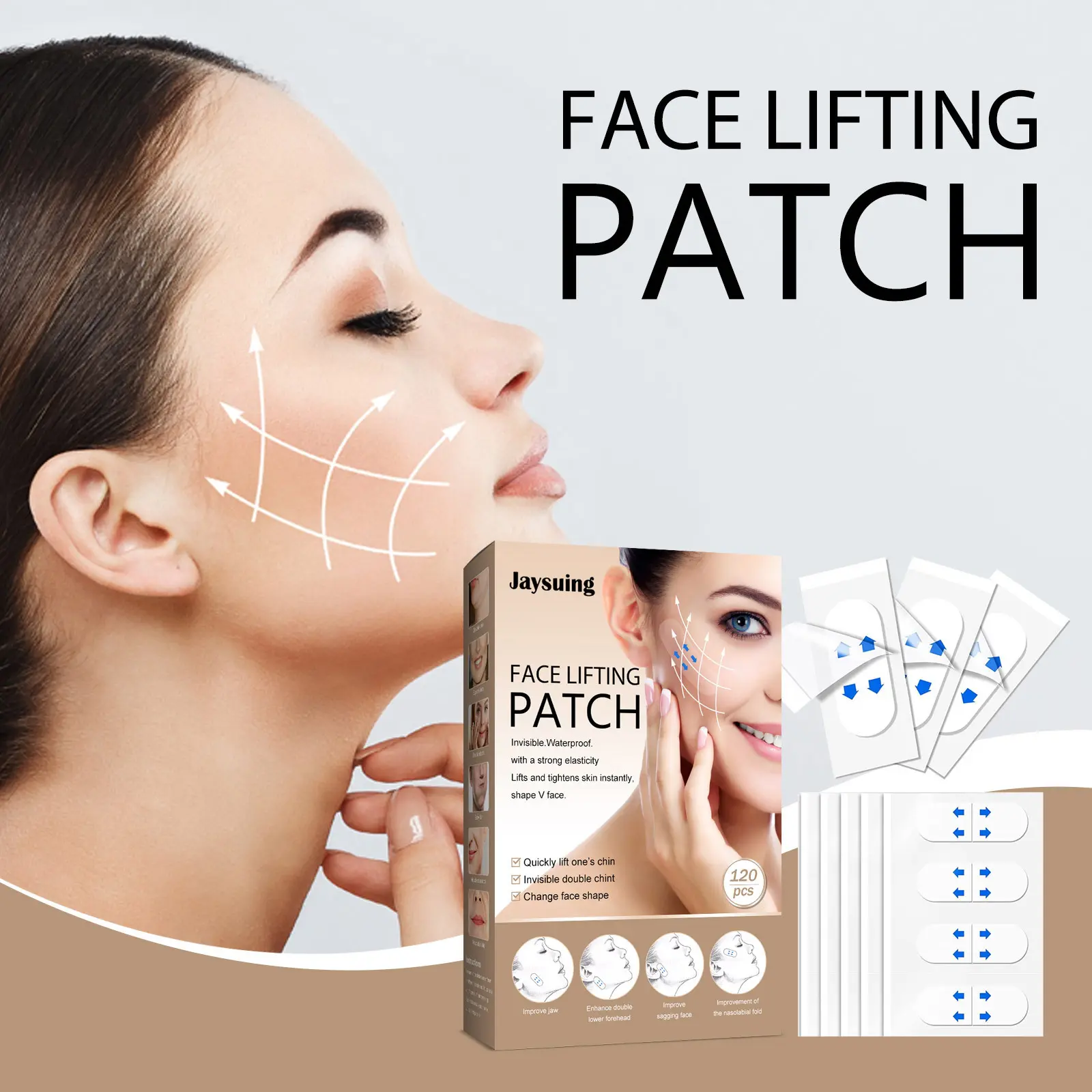 Hyaluronic Acid Sheet Face Lifting Tape - 120 Pcs Gentle Glycerin-Infused Waterproof Design Invisible Patches, Natural Lightweight Breathable, Instant V-Line Contour, Daily Use Moisturize, Firming Peel & Easy Application, Cosmetic, Face Tightener