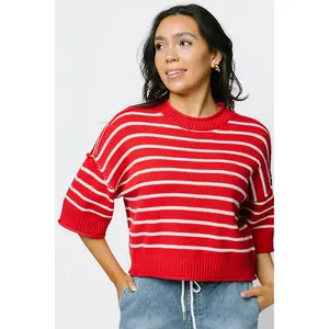 Hamptons Knit Sweater in Red