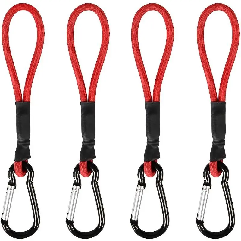 Bungee Cord with Carabiner, 4/8 Counts Durable Carabiner for Canopy Tents, Outdoor Camping Accessories, Multifunctional Camping Portable Elastic Rope, Camping Wind Rope, Stretch Rope, Durable Nylon Rope