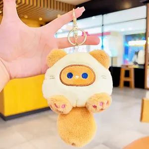 Cute Plush Cat Backpack Keychain Doll, Soft Couple Gift Keychain Decoration, DIY Stuffed Plush Bag Charm for Backpacks