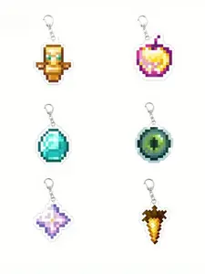 Pixel-Style Game Themed Pendant, Game Theme Keychain, Game Type Bag Accessories, Suitable for Gifts, Home Decoration, Birthday Gifts, Stylish Keychain, Trendy Cute Keychain