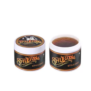 STYLEJIANG Strong Hold Hair Pomade 4oz Water-Soluble Styling Wax for Curly Thick Stubborn Hair Long Lasting Shine Fresh Scent Men's Hair Care Styling Cream