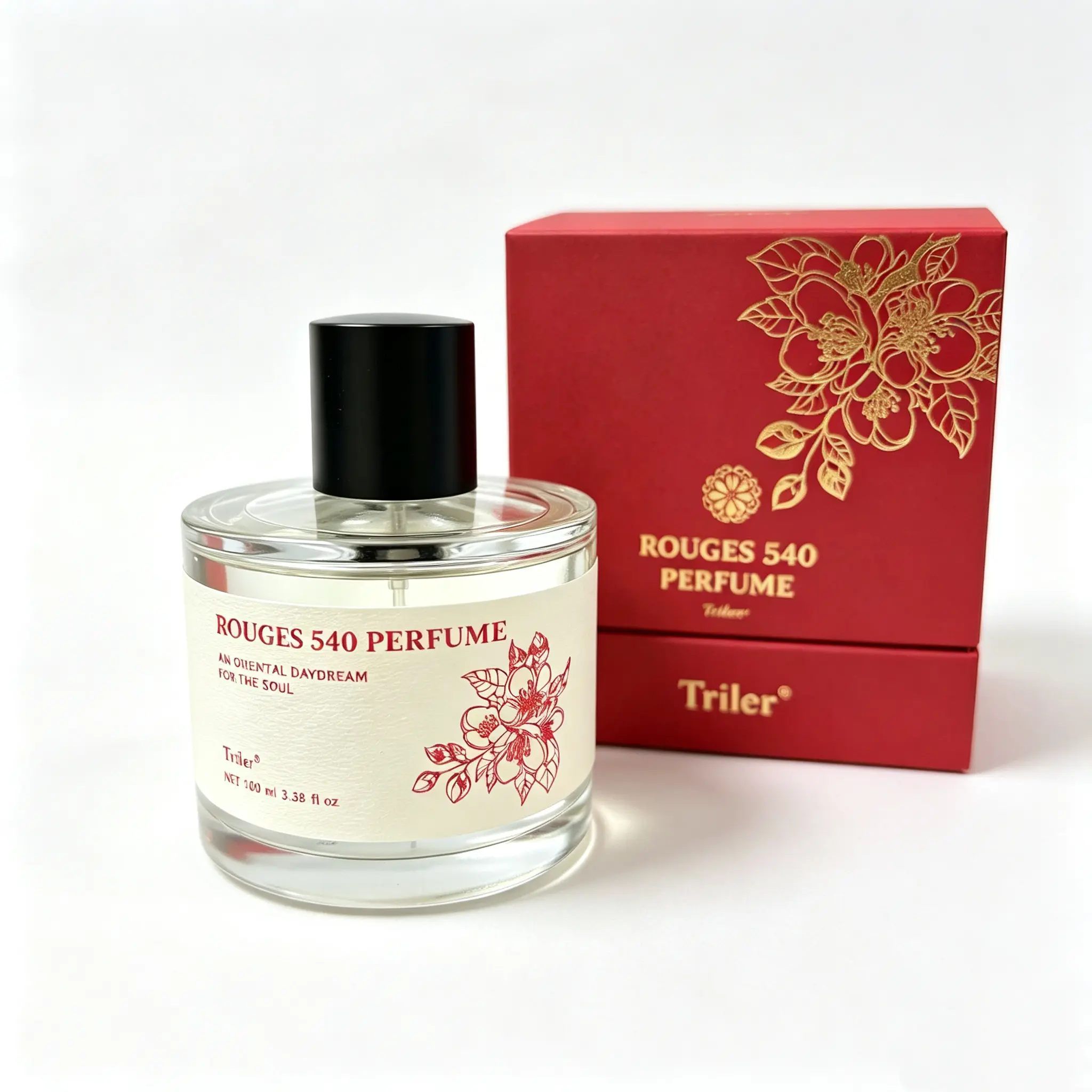 Triler Rouge Essence Eau de Parfum 100ml / 3.4 fl oz, Saffron Amber Woody Unisex Perfume with Almond Notes, Warm Gift Fragrance