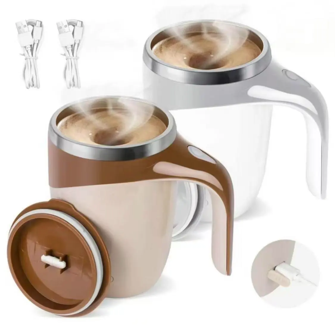 Auto Stirring Mug 12.8oz USB Rechargeable Self Stirring Cup Hands-Free Mixing for Coffee Protein Matcha Perfect Leak-Proof Travel Mug for Office Home Use