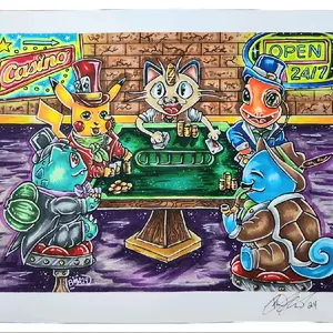 Poker Night  print 11in by 17in