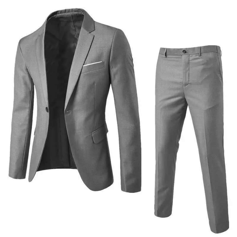 Men's Suit Set Two-Piece Business Professional Formal Wear Small Suit Korean Style Slim Fit Groomsmen Bridegroom Wedding Suit Men's Suit Set Two-Piece Business Professional Formal Wear Small Suit Korean Style Slim Fit Groomsmen Bridegroom Wedding Suit