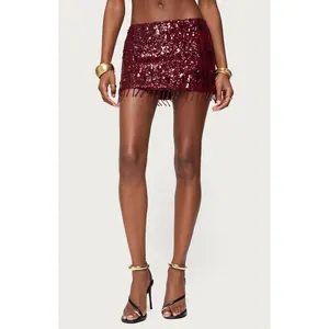Edikted Women's Dalis Fringed Sequin Mini Skirt - Multicolor