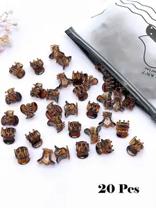 20pcs Mini Brown Hair Clips Are Perfect For Designing Women's Hairstyles, Ideal For Decorating Buns And Pinning Bangs, Strong Grip Multi-Functional Clips Casual Summer Hair ClawHair Jaw ClipHair ClampsHair ClutchHair Catcher Clip Flat Claw Clips
