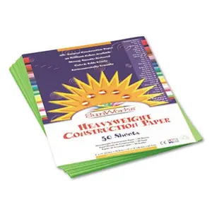 212 MAIN SunWorks Heavyweight Construction Paper, 9x12 size, Bright Green, 50 Sheets, High Strength, Smooth Texture, Cut Cleanly, for Office Stationery & Supplies