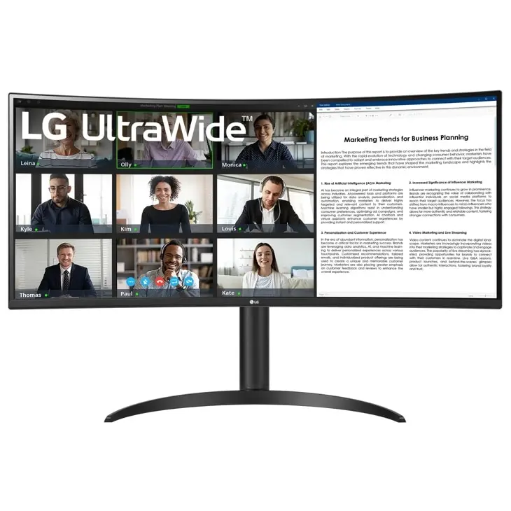 LG 34-Inch UltraWide™ Curved Monitor - WQHD 1440P, HDR 10, 100Hz, Borderless, USB-C Charger, Blue Light Filter, Reader Mode