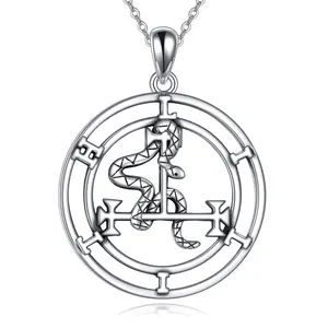 S925 Sigil of Lilith Necklace Sterling Silver Sigil of Lilith Pendant Necklace Gifts for Women Rolo Chain