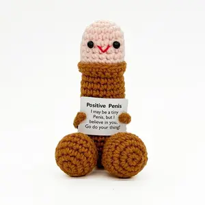 Cute Crochet Doll,Handmade Positive Doll -Emotional Support Plushies Positive Crochet Animal with Positive Messages Card, Fun Things Gag Weird Stuff Gifts for Men Friends,gifts for women , Boyfriends, Husband Adult,New Year Birthday Gift