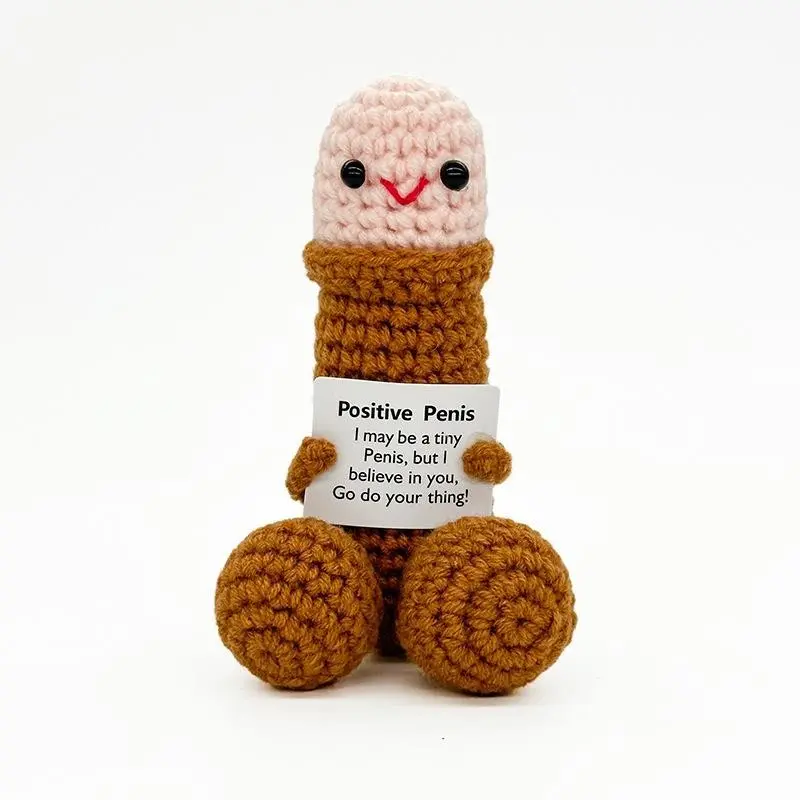 Cute Crochet Doll,Handmade Positive Doll -Emotional Support Plushies Positive Crochet Animal with Positive Messages Card, Fun Things Gag Weird Stuff Gifts for Men Friends,gifts for women , Boyfriends, Husband Adult,New Year Birthday Gift