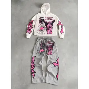 Fashionable Y2K style angel hoodie and pants set, suitable for both men and women in autumn and winter wool sportswear, street style Gothic, casual daily wearRAIMENTRY