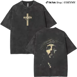 Youth & Adult Jesus Crown of Thorns Washed Tshirt, God Apparel Tee, Easter T-Shirt, Jesus T-Shirt, Easter Streetwear, Christian Apparel Graphic Tees