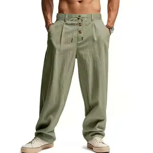 Men's Yoga Pants - Flowy, Effortless, Breathable, Casual Men's Pants with Elastic Waist, Drawstring, Pockets, Loose Fit for Summer Beach, Daily Comfortable Wear, Flowy Men's Pants