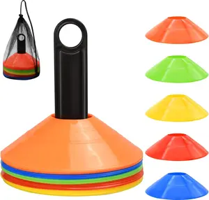 25 Pack Disc Cones with Carry Bag and Holder for Sports Training - 5 Color Options - Ideal for Soccer, Football, Basketball, and Coaching Practice Equipment