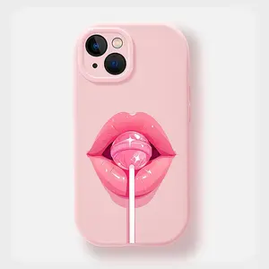 Cute Lipstick Pattern Phone Case, 1 Count Shockproof Soft Phone Protective Cover, Phone Accessory for iPhone 15 14 13 12 11 Pro Max SE 2020 X XR XS 8 7 Plus