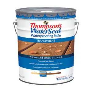 212 MAIN Thompsons Waterseal 1895085 Transparent Chestnut Brown Wood Stain & Waterproofing Sealer, 5 gal