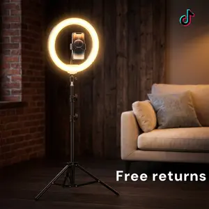 12" Professional Video Ring Light with 43.3" Tripod Stand, 3-Color Dimmable LED for Makeup/Live Streaming/YouTube/Content Creation/ Mlogging/TikTok, Ideal for Photography Vlogging Kit Camera Accessories Selfie Lighting tips#SummerVibes
