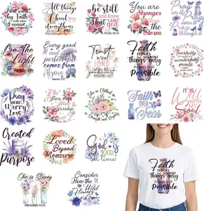 Dtf Transfers Ready to Press - 20 count Christian  Verse Iron on Transfer for Tshirts, Inspirational Quotes Iron on  Patches, Floral Heat Trasnefer for DIY Clothes Bags Hats Pillows