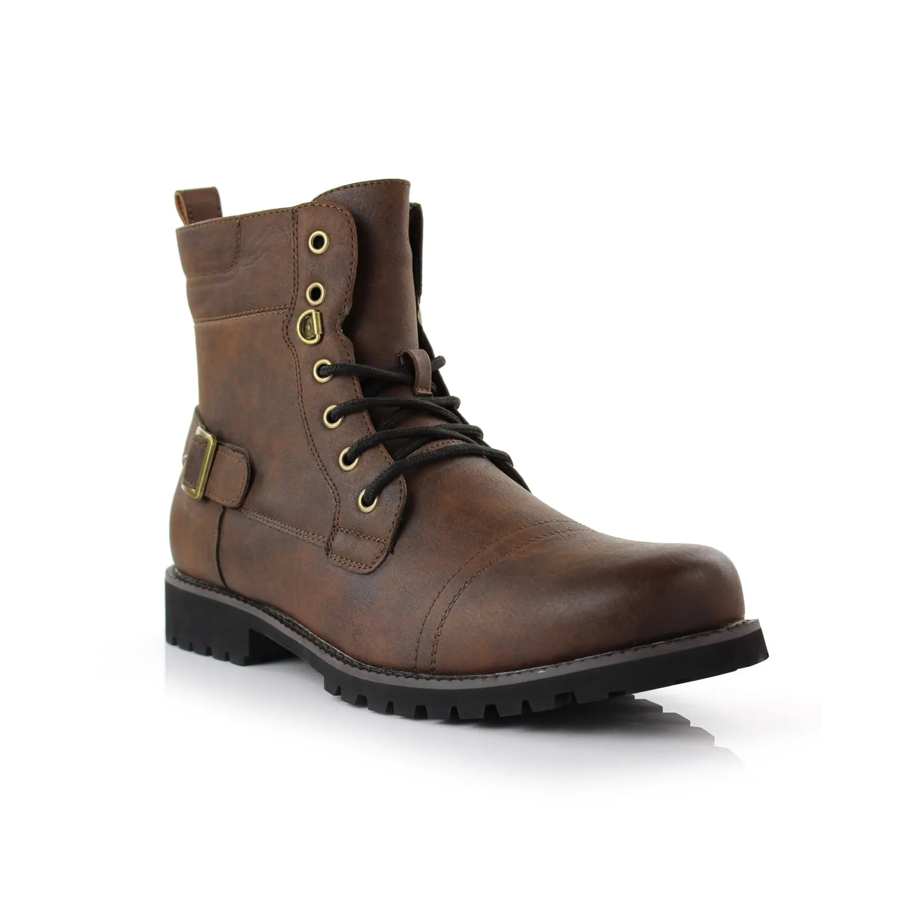 Polar Fox Fabian classic cap-toe winter boots with fur lining, in Brown Fur, Men's Size 6.5 - 13