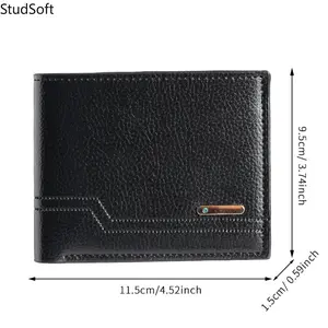 New men's wallet, short style, fashionable and casual, made of soft leather with lychee pattern, multi-card slots, large capacity.
